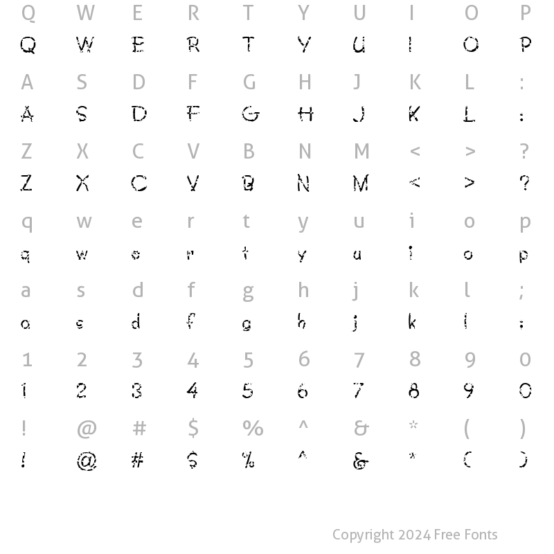 Character Map of FZ JAZZY 34 HOLEY Normal