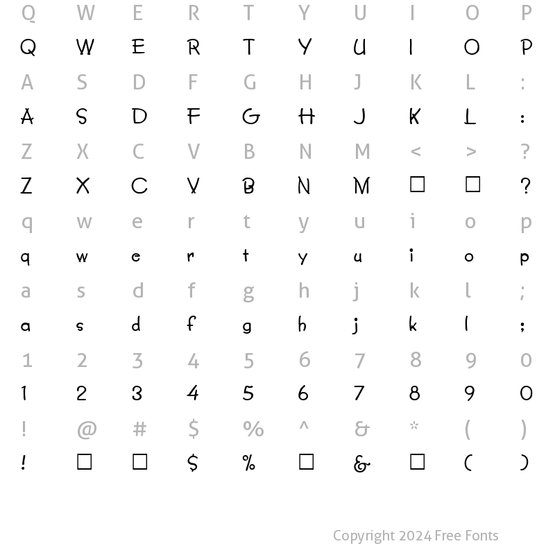 Character Map of FZ JAZZY 34 Normal