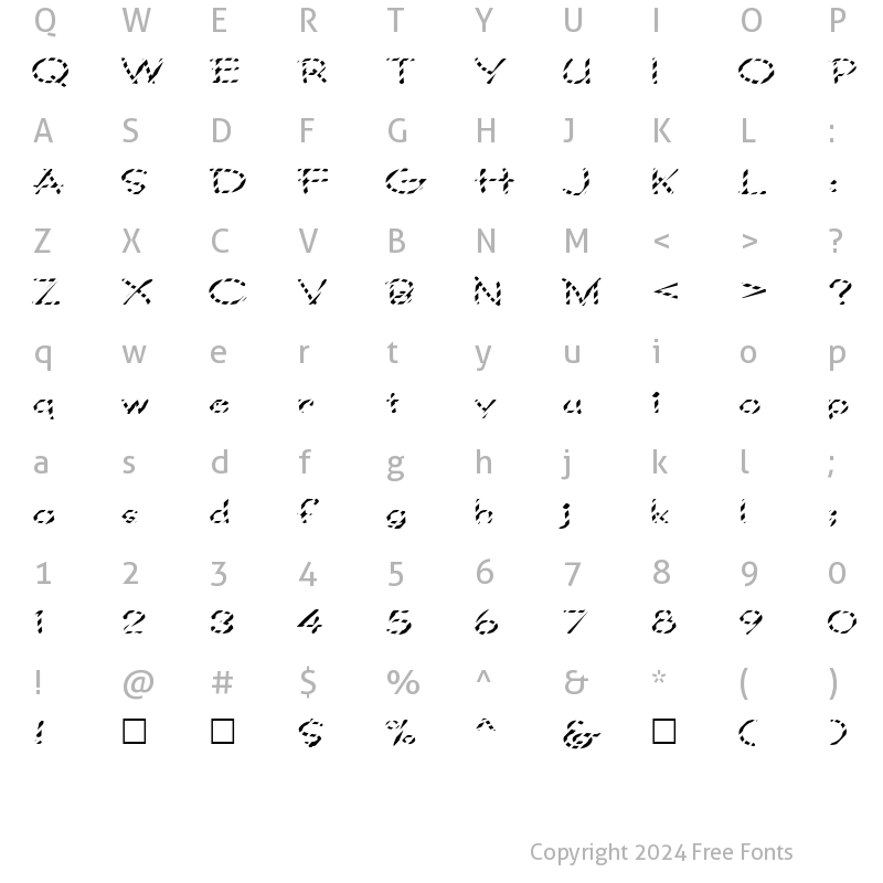 Character Map of FZ JAZZY 34 STRIPED EX Normal