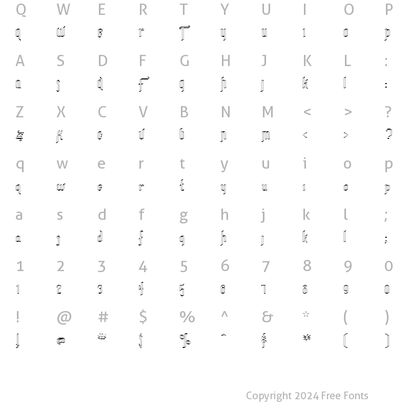 Character Map of FZ JAZZY 35 HOLLOW EX Normal