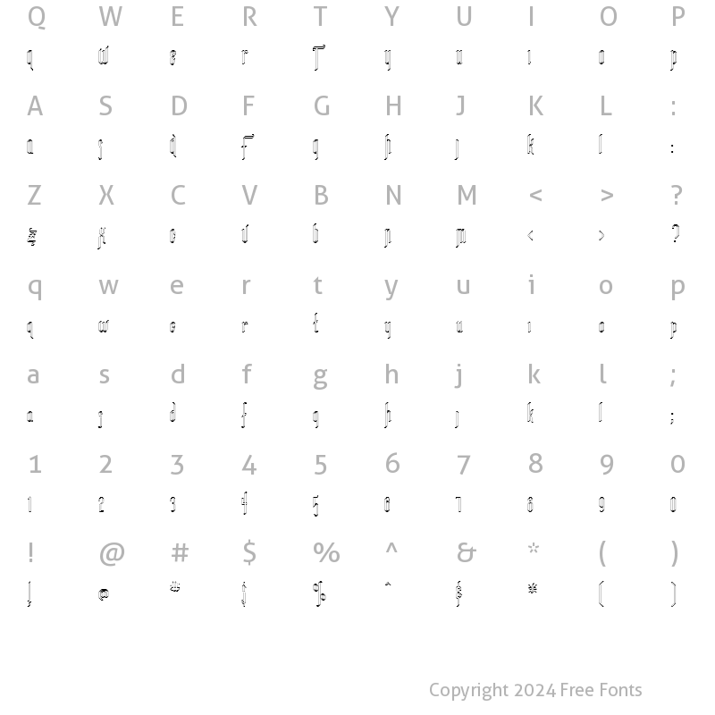 Character Map of FZ JAZZY 35 HOLLOW Normal