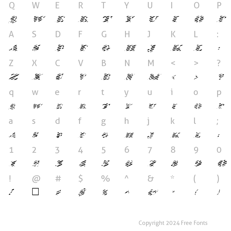 Character Map of FZ JAZZY 38 STRIPED ITALIC Normal