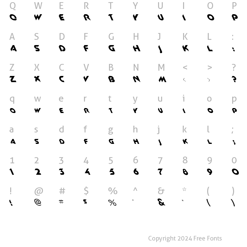 Character Map of FZ JAZZY 4 LEFTY Normal