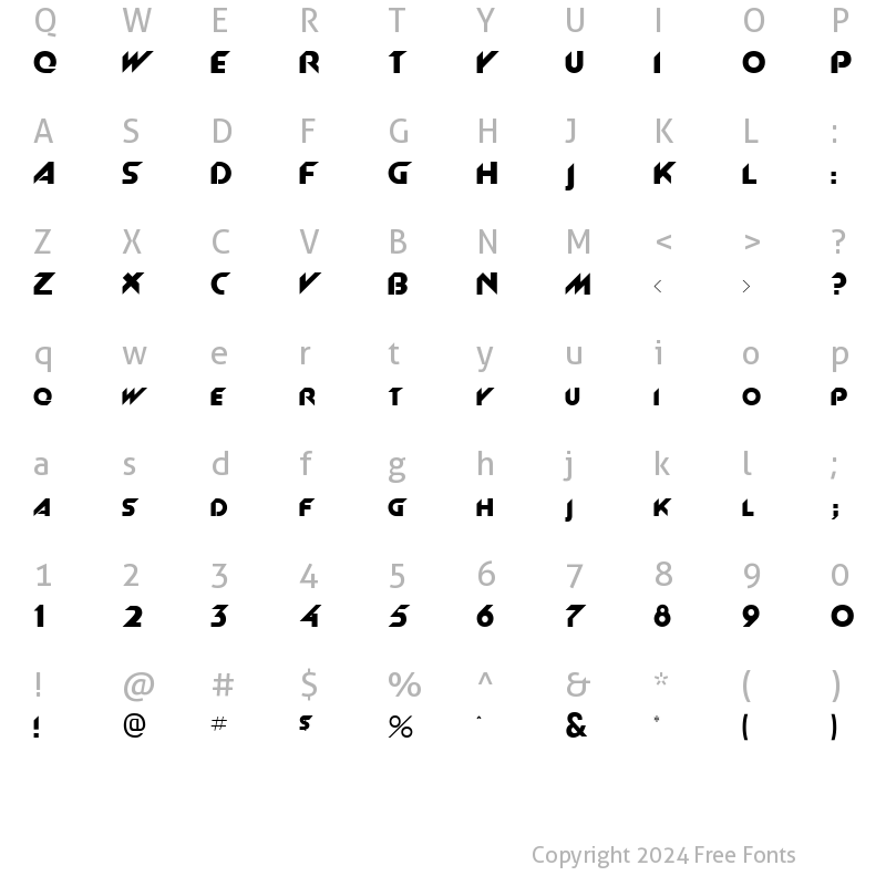 Character Map of FZ JAZZY 4 Normal