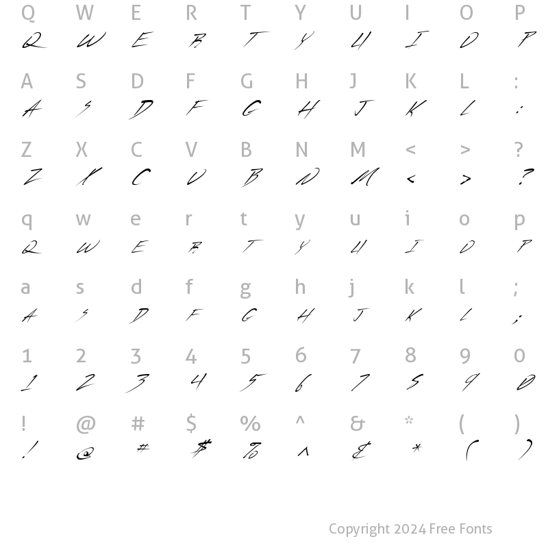 Character Map of FZ JAZZY 44 ITALIC Normal