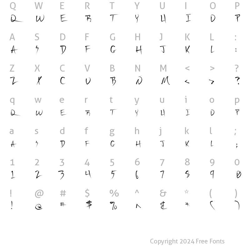 Character Map of FZ JAZZY 44 LEFTY Normal