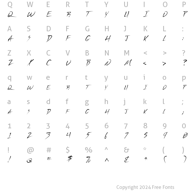 Character Map of FZ JAZZY 44 Normal