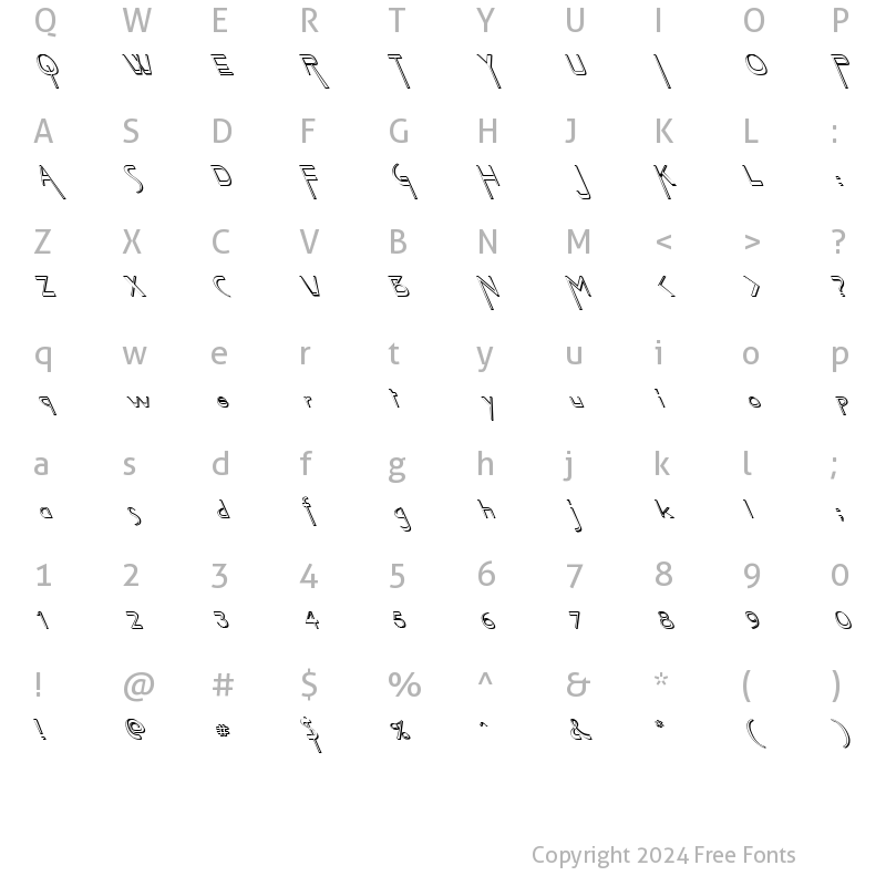 Character Map of FZ JAZZY 45 3D LEFTY Normal