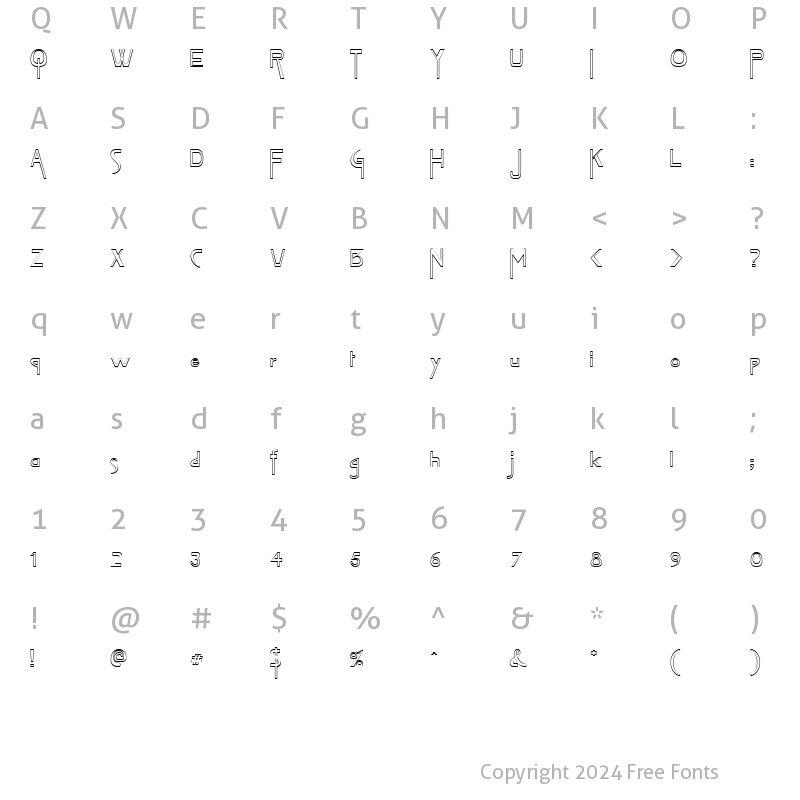 Character Map of FZ JAZZY 45 HOLLOW Normal