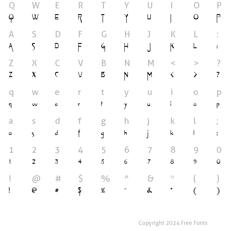 Character Map of FZ JAZZY 45 Normal