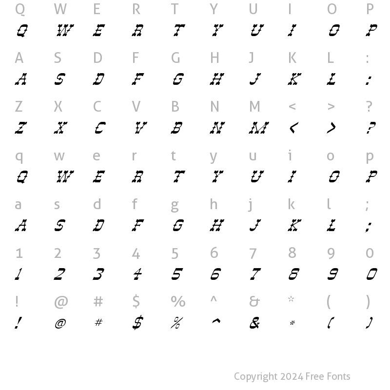 Character Map of FZ JAZZY 46 ITALIC Normal