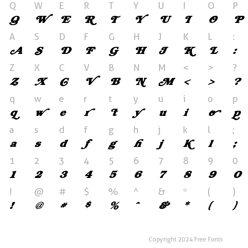 Character Map of FZ JAZZY 47 ITALIC Normal