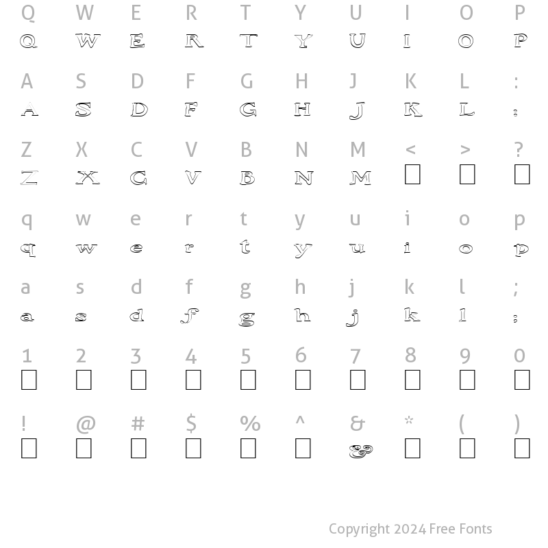 Character Map of FZ JAZZY 48 HOLLOW EX Normal