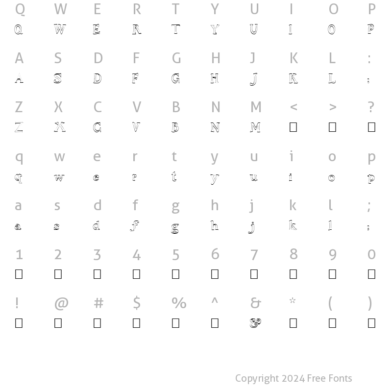 Character Map of FZ JAZZY 48 HOLLOW Normal