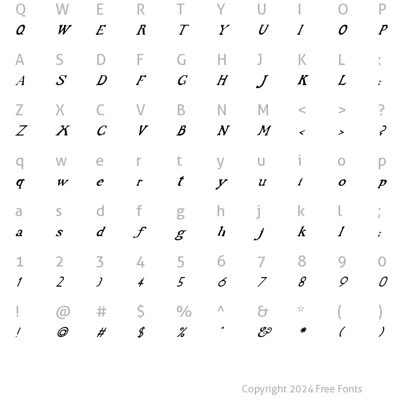 Character Map of FZ JAZZY 48 ITALIC Normal