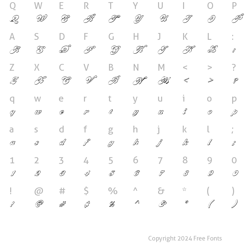 Character Map of FZ JAZZY 49 3D ITALIC Normal