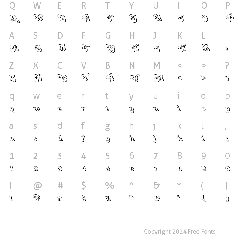 Character Map of FZ JAZZY 49 3D LEFTY Normal