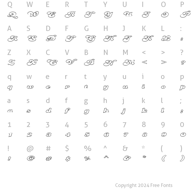 Character Map of FZ JAZZY 49 HOLLOW EX Normal