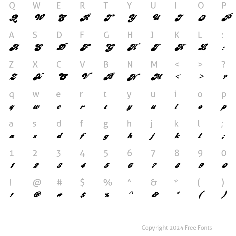 Character Map of FZ JAZZY 49 ITALIC Normal