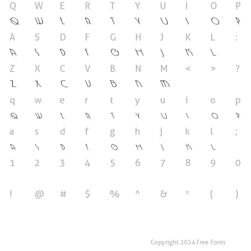 Character Map of FZ JAZZY 5 LEFTY Normal