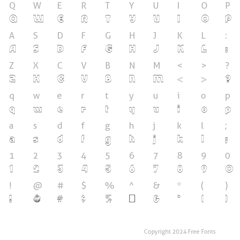 Character Map of FZ JAZZY 52 HOLLOW Normal