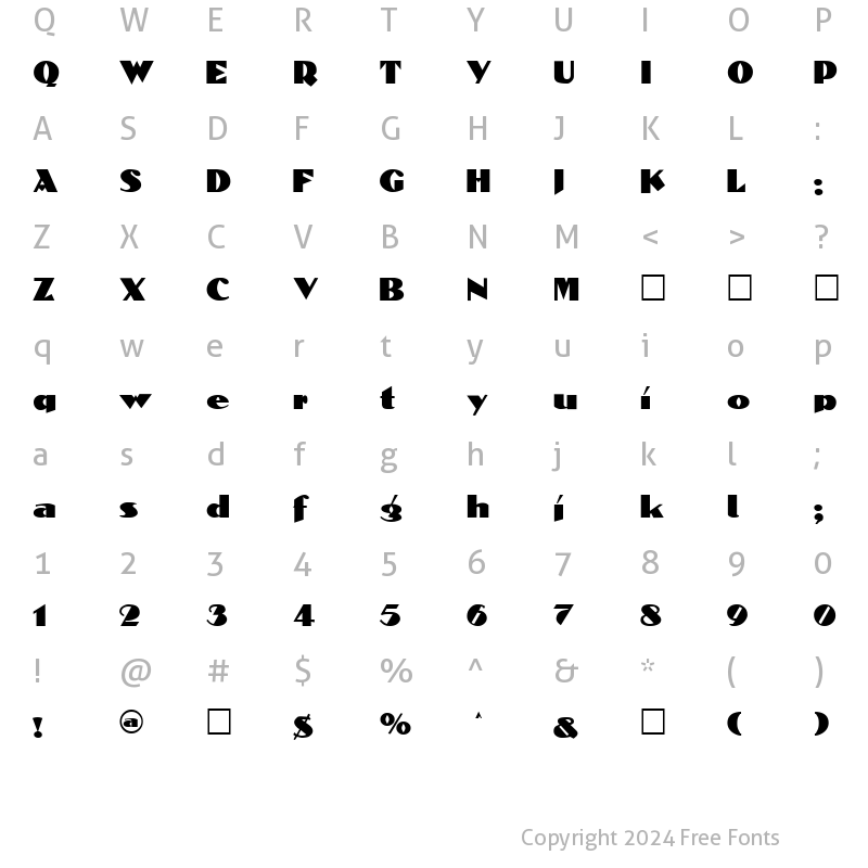 Character Map of FZ JAZZY 53 Normal