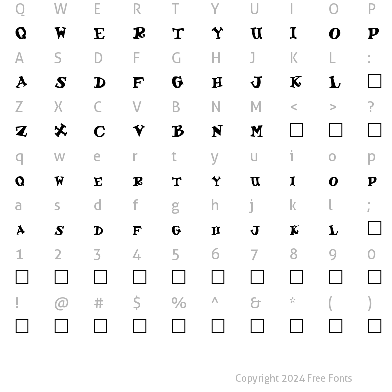 Character Map of FZ JAZZY 55 Normal