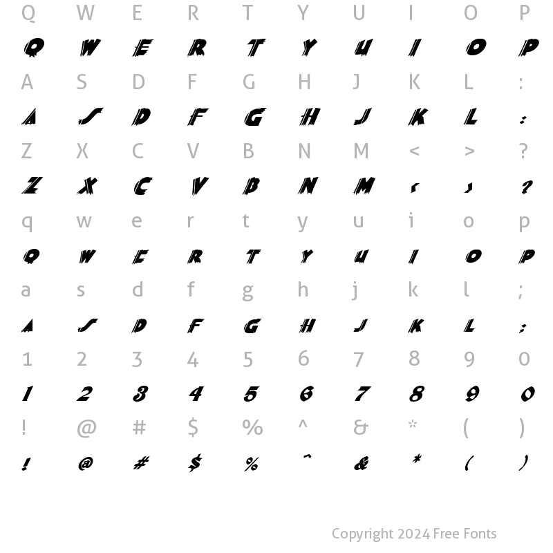 Character Map of FZ JAZZY 56 ITALIC Normal