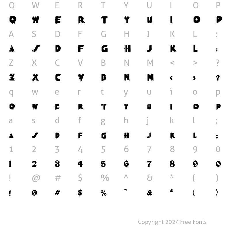 Character Map of FZ JAZZY 56 Normal