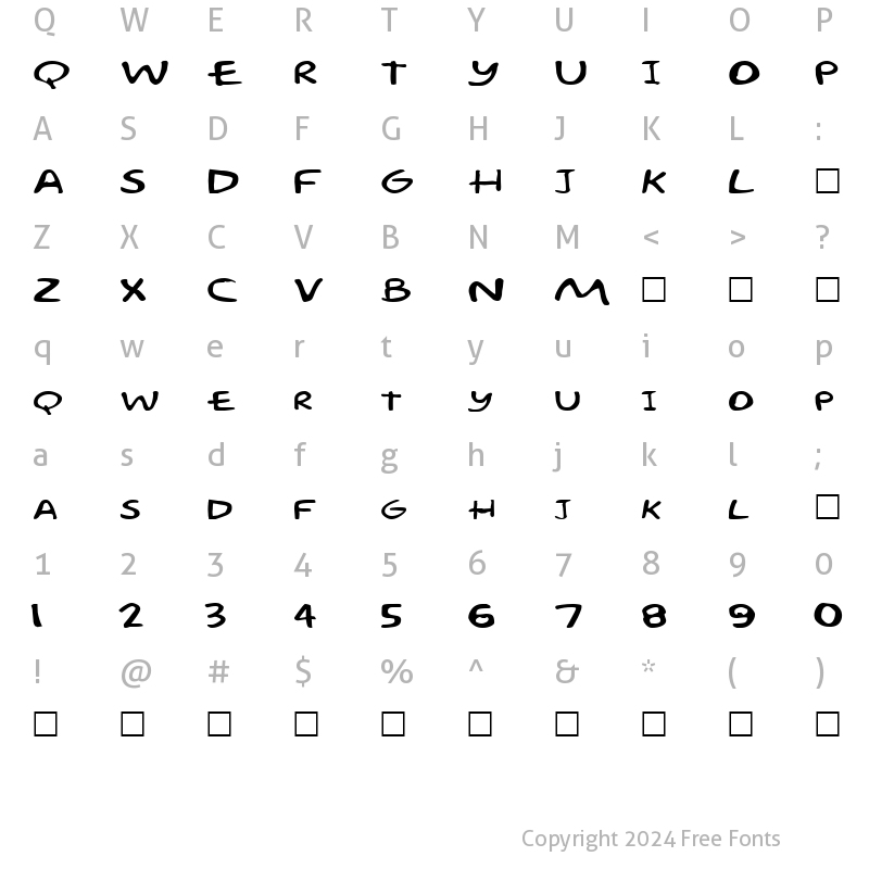 Character Map of FZ JAZZY 57 EX Normal