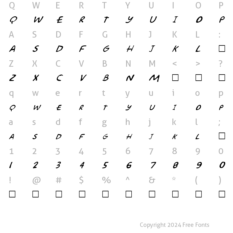 Character Map of FZ JAZZY 57 ITALIC Normal