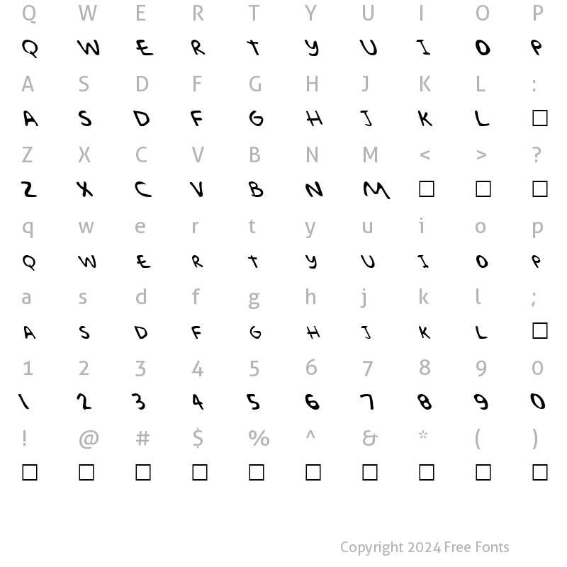 Character Map of FZ JAZZY 57 LEFTY Normal