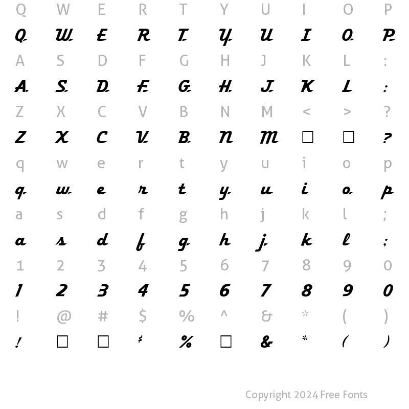 Character Map of FZ JAZZY 58 Normal