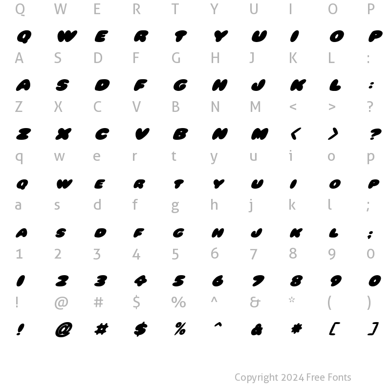 Character Map of FZ JAZZY 59 ITALIC Normal