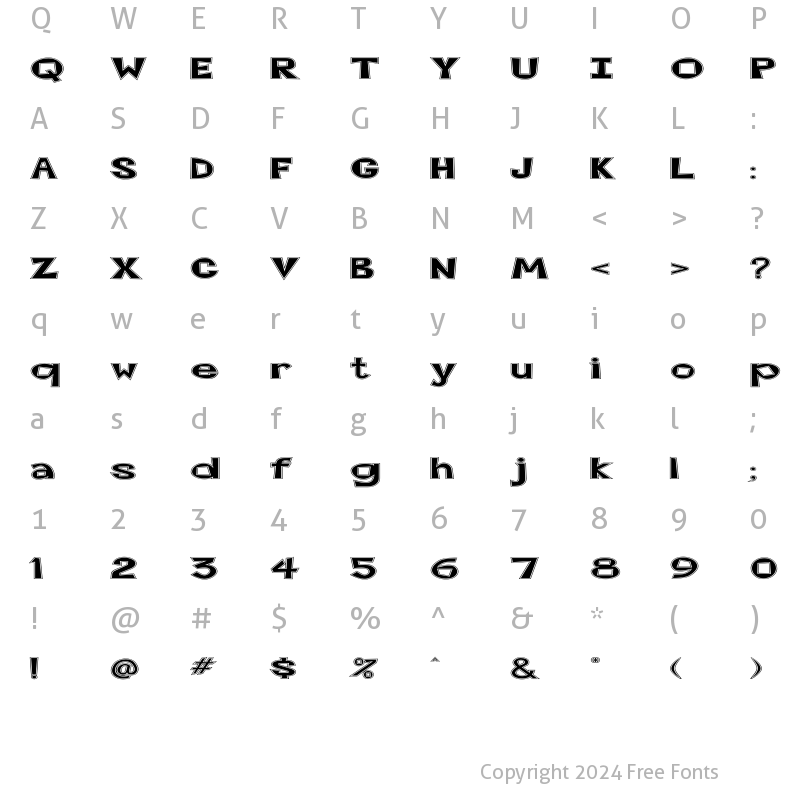 Character Map of FZ JAZZY 7 CONTOUR EX Normal