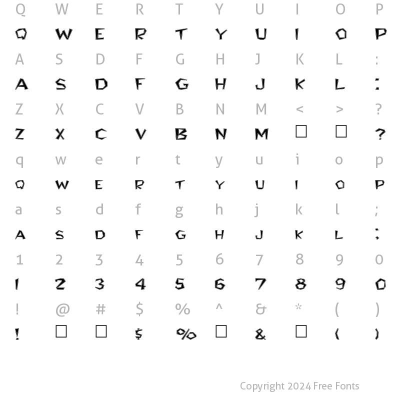 Character Map of FZ JAZZY 8 CONTOUR EX Normal