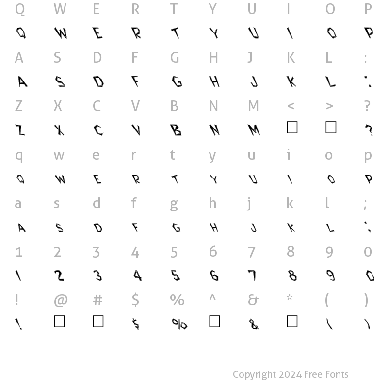 Character Map of FZ JAZZY 8 CONTOUR LEFTY Normal