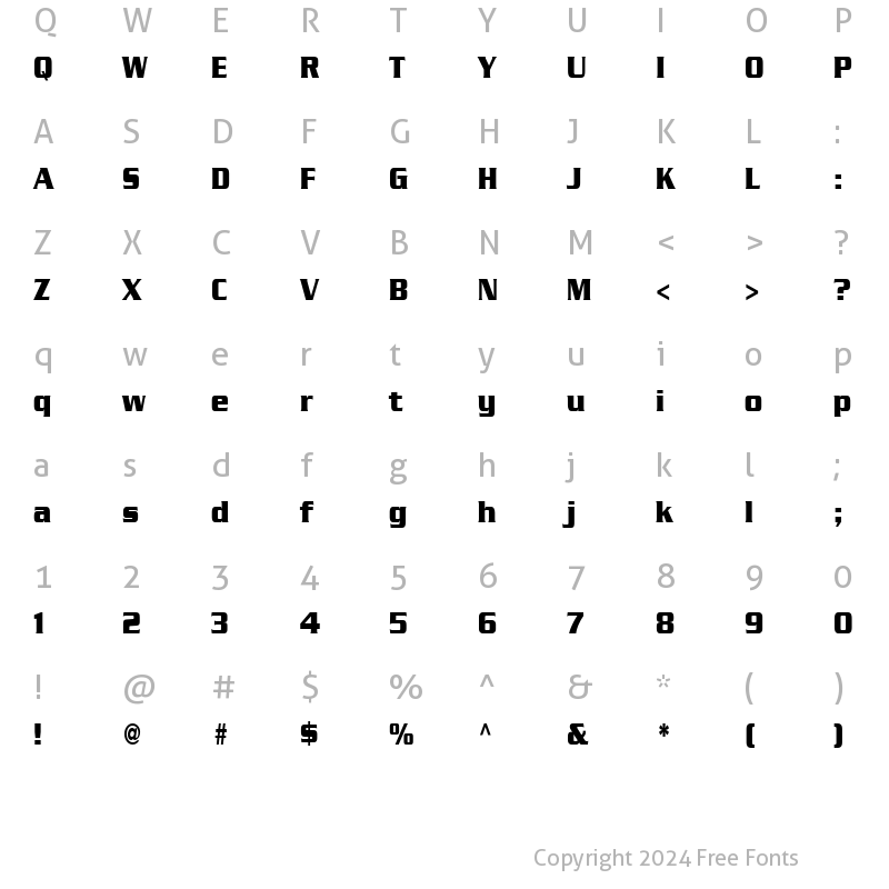 Character Map of FZ ROMAN 11 COND Normal