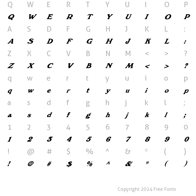 Character Map of FZ ROMAN 12 ITALIC Normal