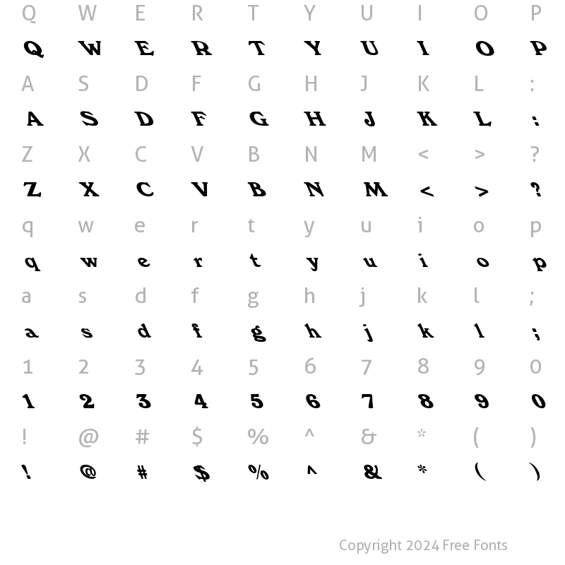 Character Map of FZ ROMAN 12 LEFTY Normal