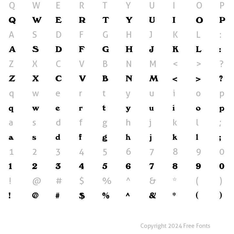 Character Map of FZ ROMAN 12 Normal