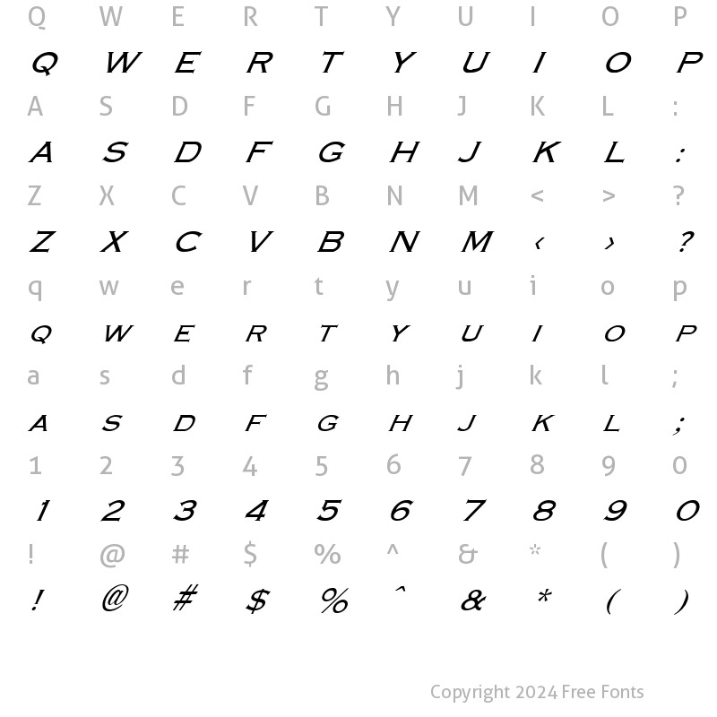 Character Map of FZ ROMAN 13 ITALIC Light