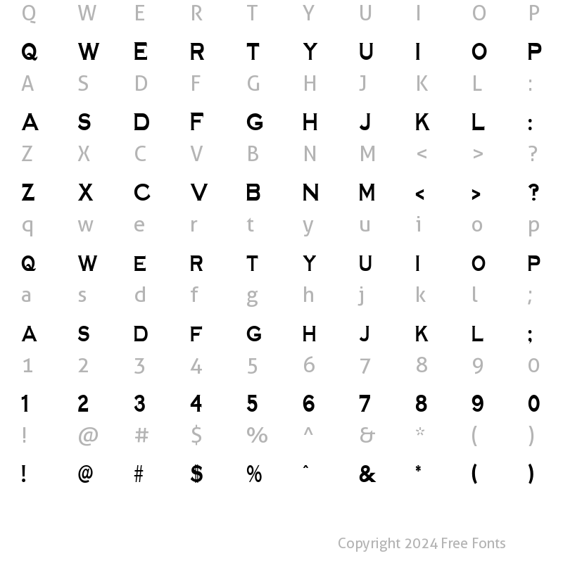 Character Map of FZ ROMAN 14 COND Light