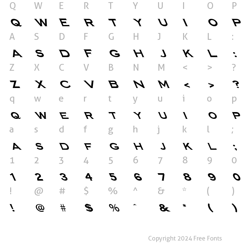 Character Map of FZ ROMAN 14 LEFTY Light