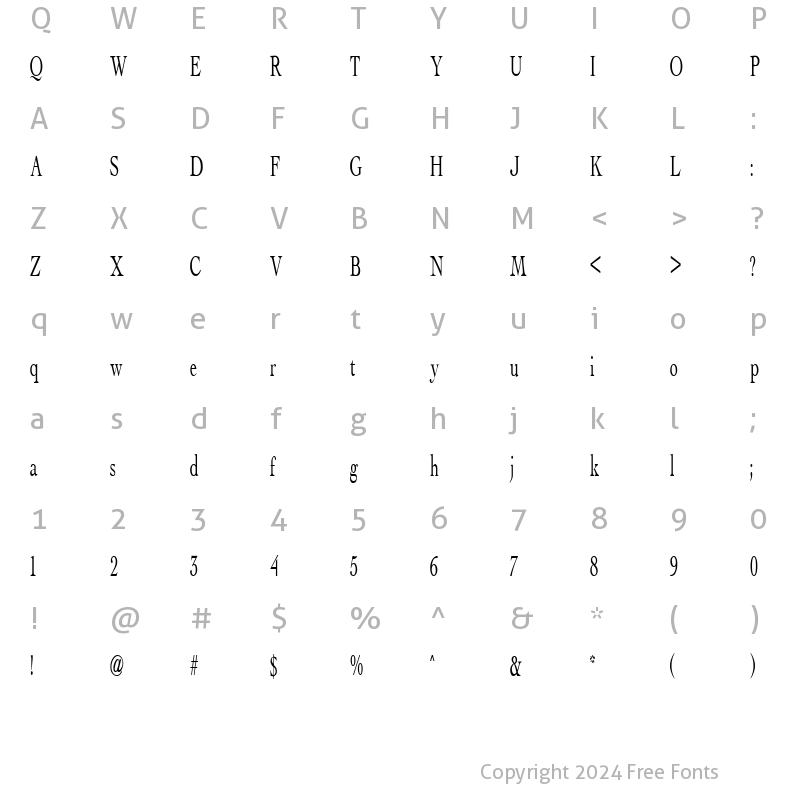 Character Map of FZ ROMAN 15 COND Normal