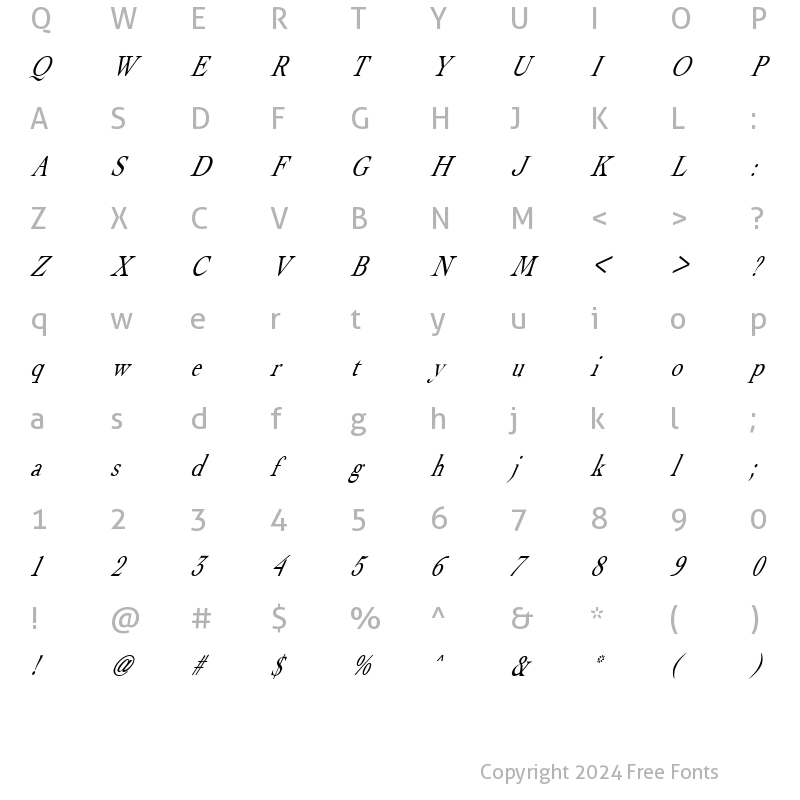 Character Map of FZ ROMAN 15 ITALIC Normal