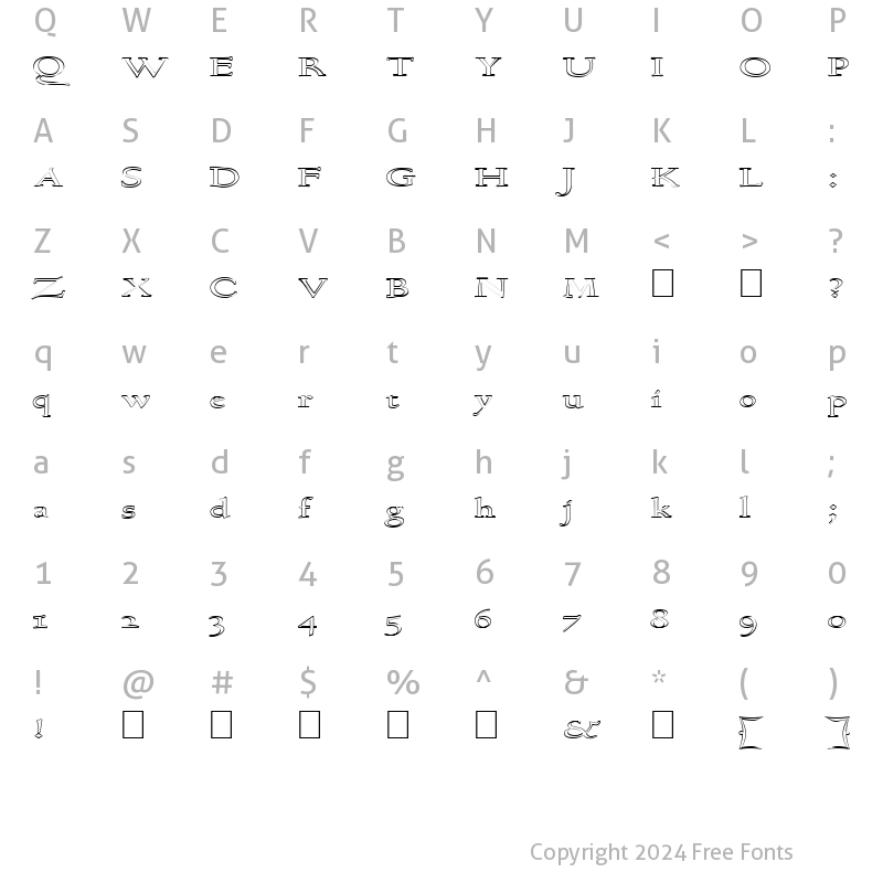 Character Map of FZ ROMAN 17 HOLLOW EX Normal