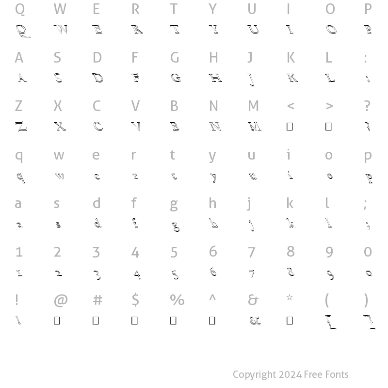 Character Map of FZ ROMAN 17 HOLLOW LEFTY Normal