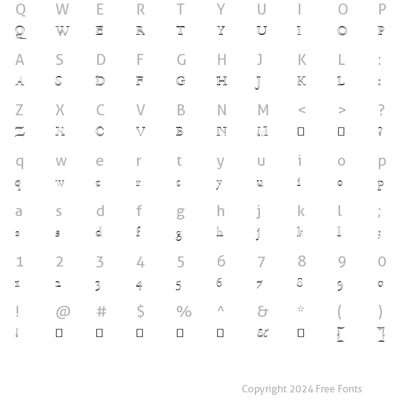 Character Map of FZ ROMAN 17 HOLLOW Normal