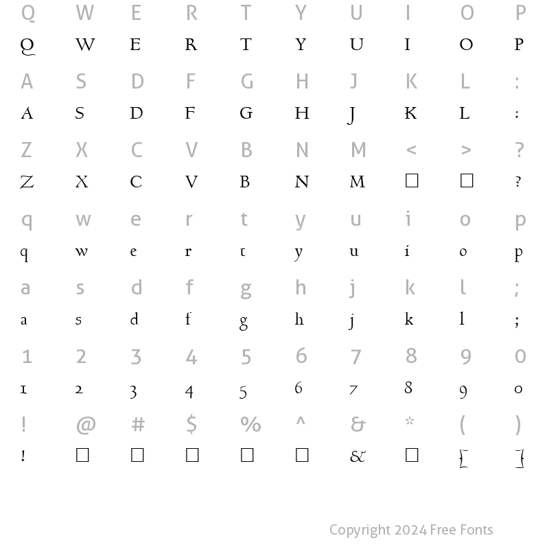 Character Map of FZ ROMAN 17 Normal